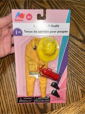 Barbie Yellow Firefighter Costume with Red Extinguisher